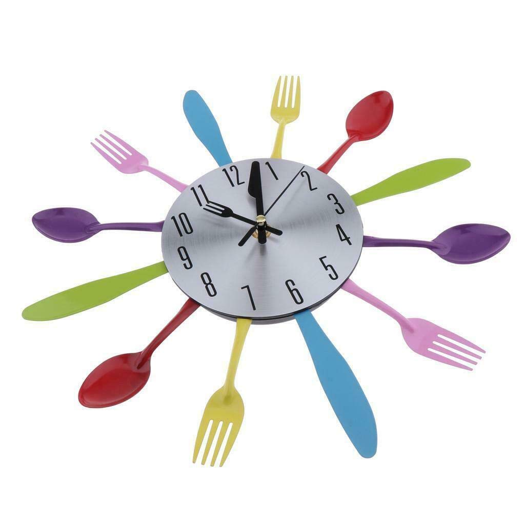 Creative Wall Clock with Spoon and Fork Design - Unique Home Decor for Kitchen, Dining Room & Living Room - Perfect Gift for Food Lovers & Interior Design Enthusiasts