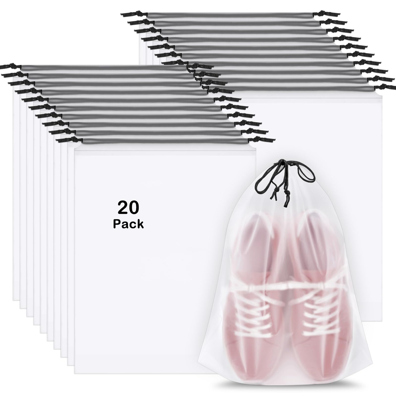 20 Pack Clear Waterproof Travel Shoe Bags - 15.7