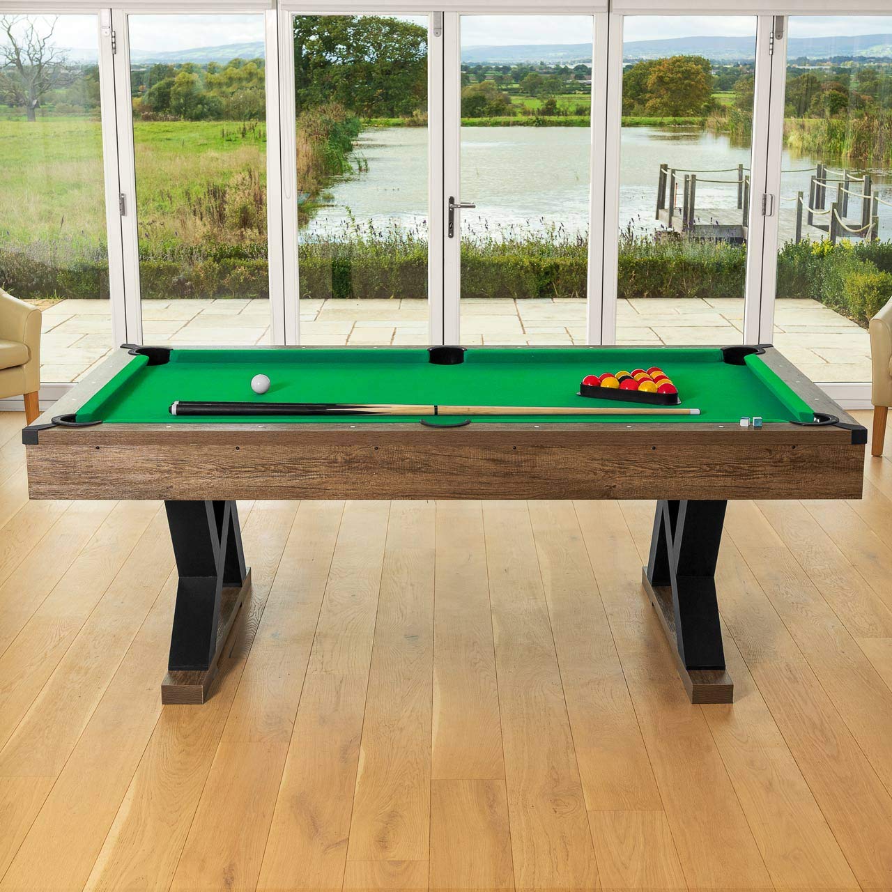 Premium PINPOINT Pool Table Set - Regulation Size Billiard Table with Cues, Balls & Accessories for Home Game Rooms & Bars | Perfect for Parties & Family Entertainment