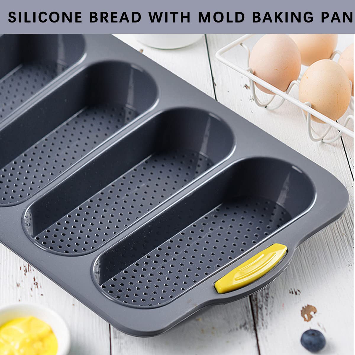 DOERDO Non-Stick Silicone French Baguette Baking Mold - Reusable Bread Loaf Pan for Homemade French Bread, Perfect for Home Bakers & Restaurants | Ideal for Baking, Meal Prep & Party Platters