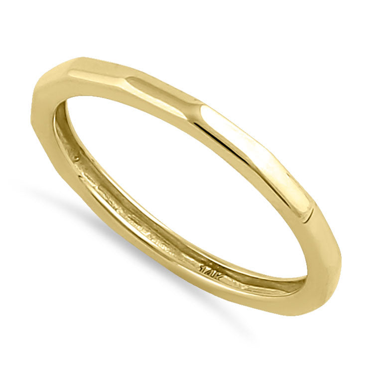14K Solid Yellow Gold Soft Brick Band Ring - Elegant & Durable Wedding Band for Women & Men, Perfect for Everyday Wear, Anniversary & Engagement Gifts