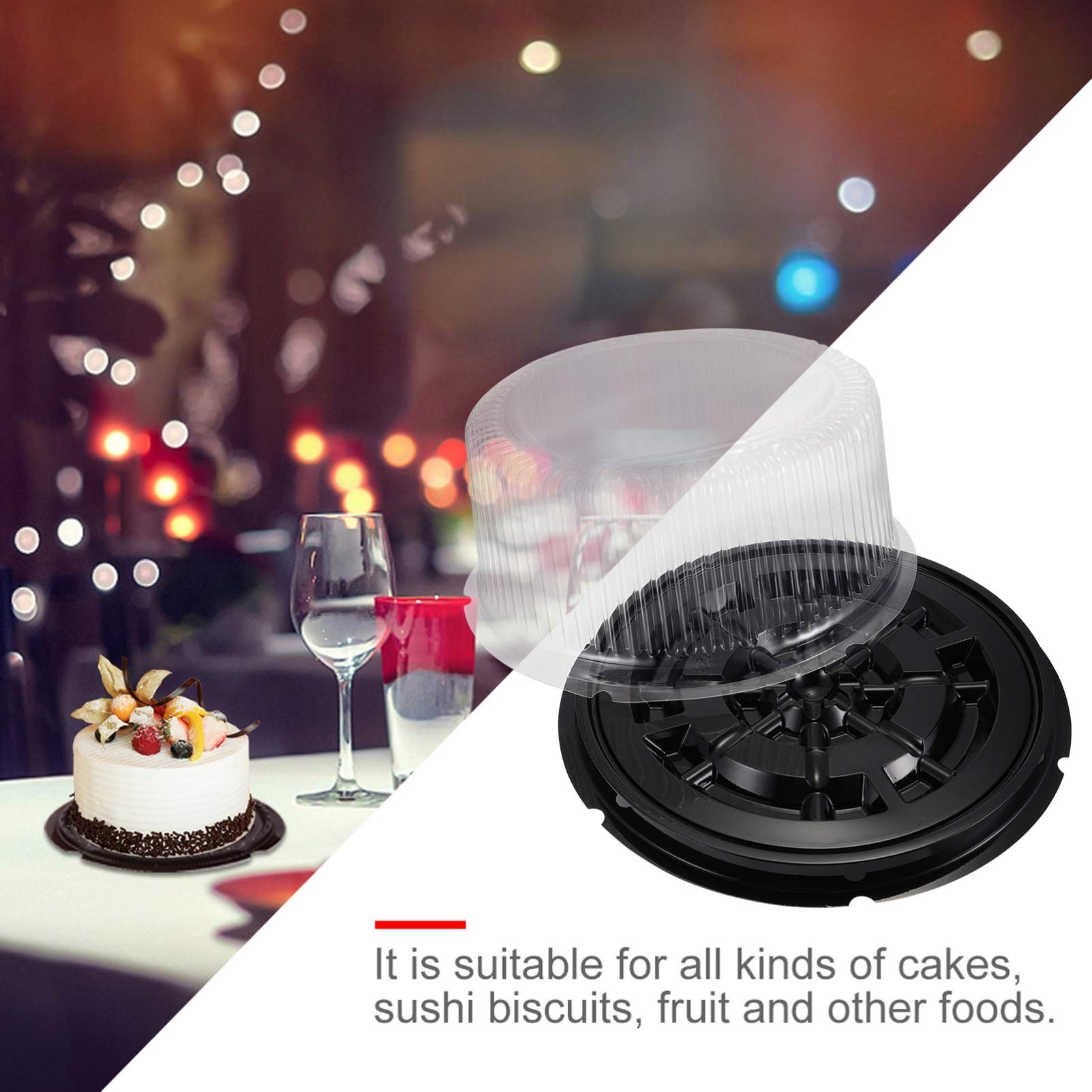 Hemoton 5-Piece Clear Cake Carrier Set - Disposable Cake Storage Container with Dome Lid for Cheesecake, Wedding Cakes & Desserts | Perfect for Bakeries, Catering & Party Serving