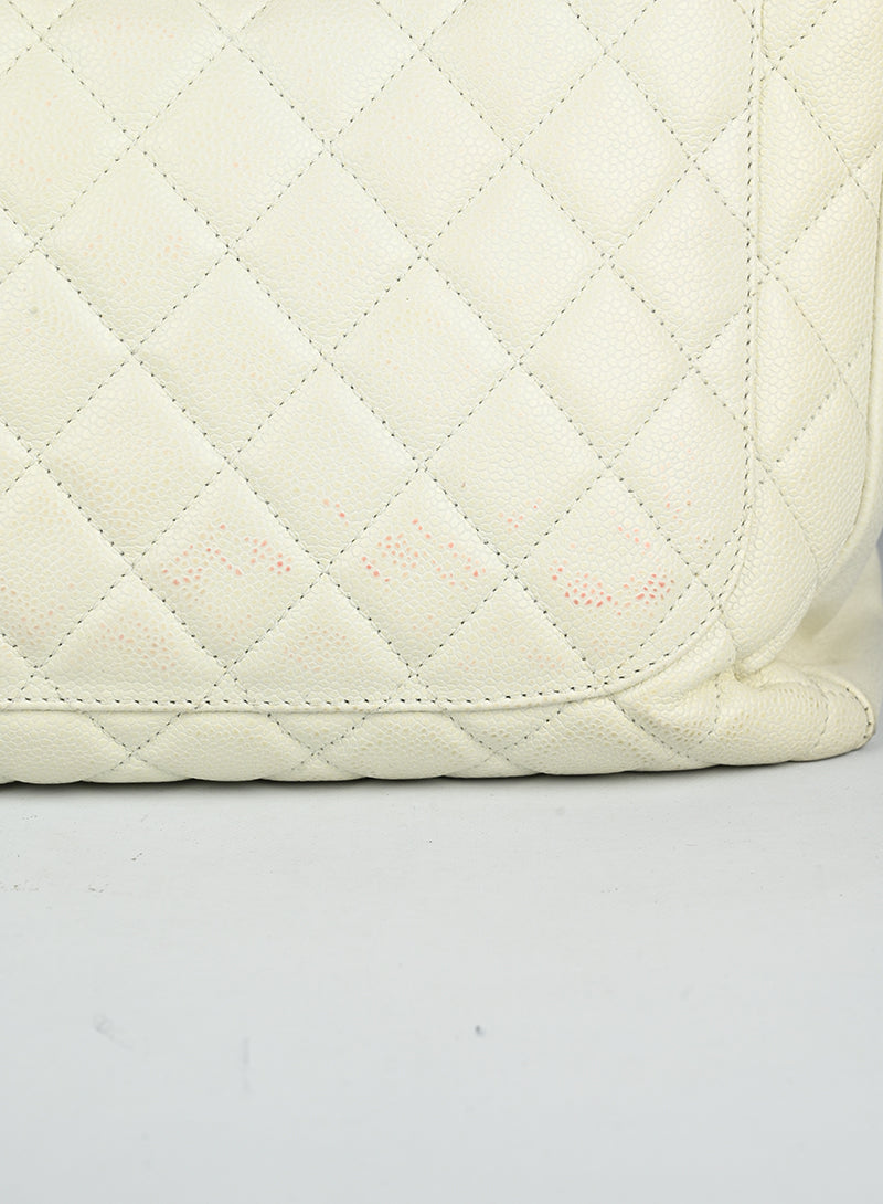 Authentic Chanel GST Leather Tote Bag in White - Luxury Handbag for Women, Perfect for Work, Travel & Everyday Use