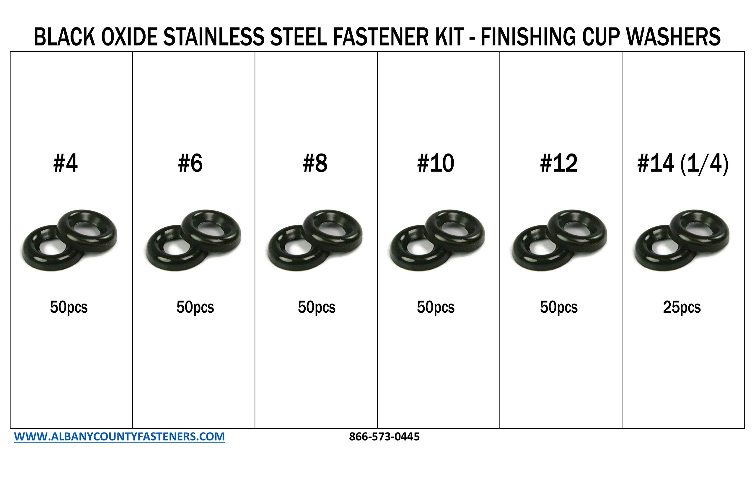 Black Oxide Stainless Steel Cup Washers - 276pcs Countersunk Washer Assortment Kit for Furniture, Cabinets & DIY Projects - Rust-Resistant Hardware Fasteners for Home Improvement & Woodworking