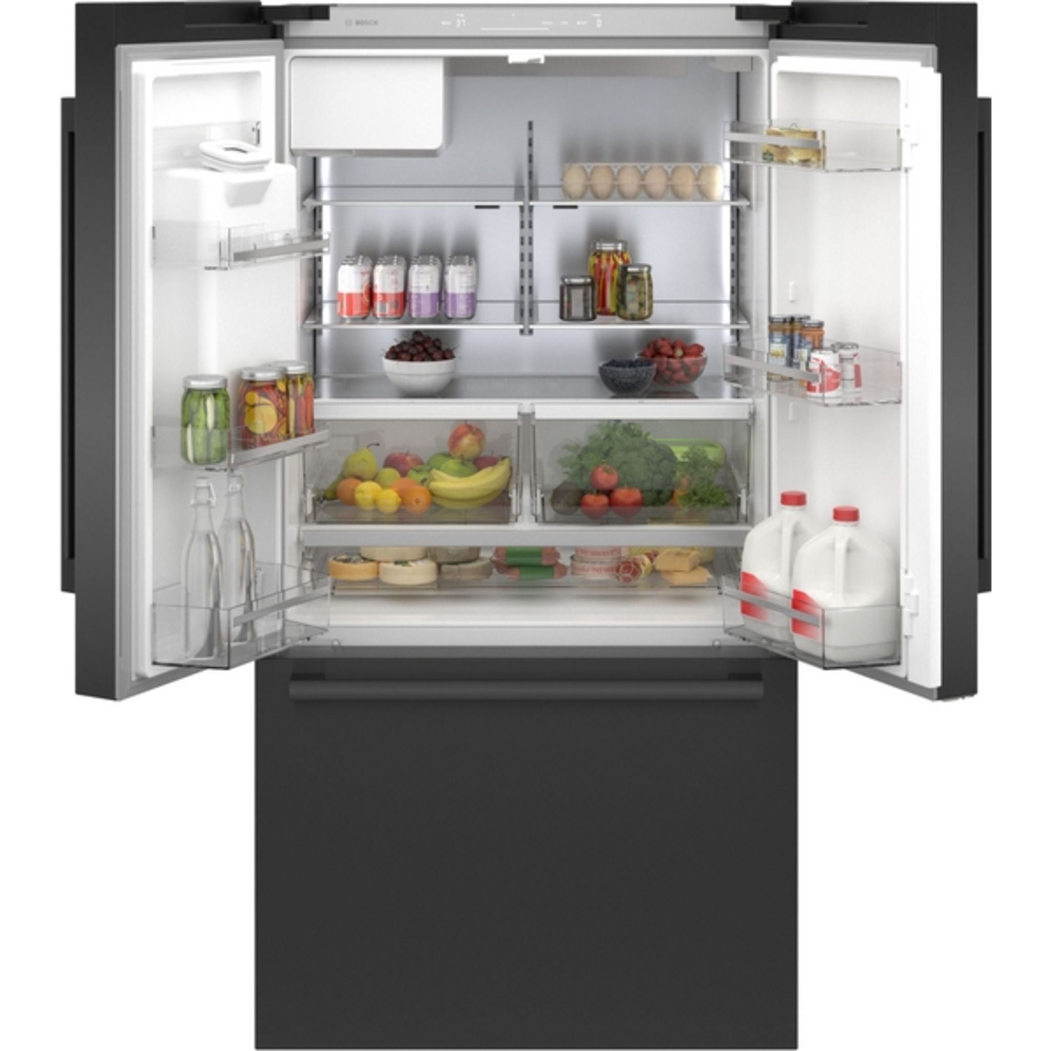 Bosch 36 Inch French Door Refrigerator (B36CD50SNB) - Black Stainless Steel, Energy Star Certified, Counter Depth Design for Modern Kitchens