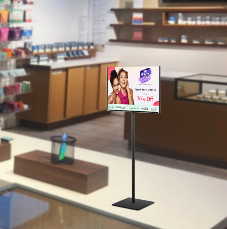 11x14 Lightweight Countertop Pedestal Sign Stand - Single Sided Fixed Height 18