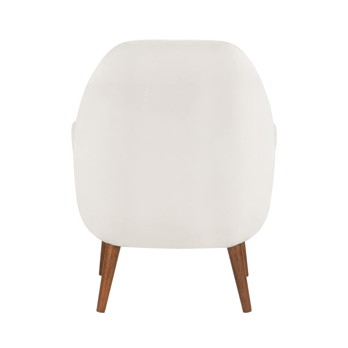 TRIPLE TREE Velvet Accent Chair - High Back Armchair with Solid Wood Legs & Removable Cushion | Mid-Century Modern Vanity Chair for Bedroom, Living Room & Office | Soft White Upholstered Seating with Armrests
