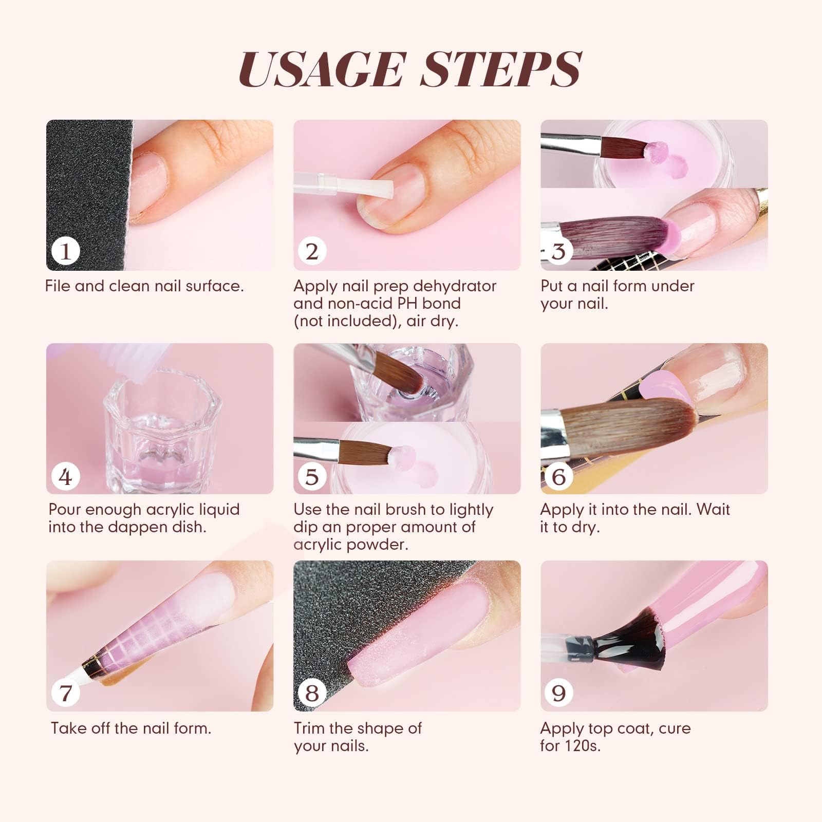 Saviland Complete Acrylic Nail Kit with Super Fine Clear Pink Nude Powder, Acrylic Liquid, Brush, Stencil & Glass - Professional Salon Quality DIY Nail Art Set for Home Manicures & Nail Extensions