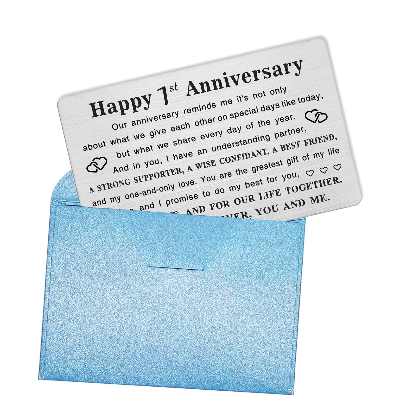 TGCNQ Metal Engraved 1 Year Anniversary Card - Romantic Keepsake Gift for Husband, Wife, Couples - Elegant 1st Wedding Anniversary Decor for Home, Office & Special Occasions