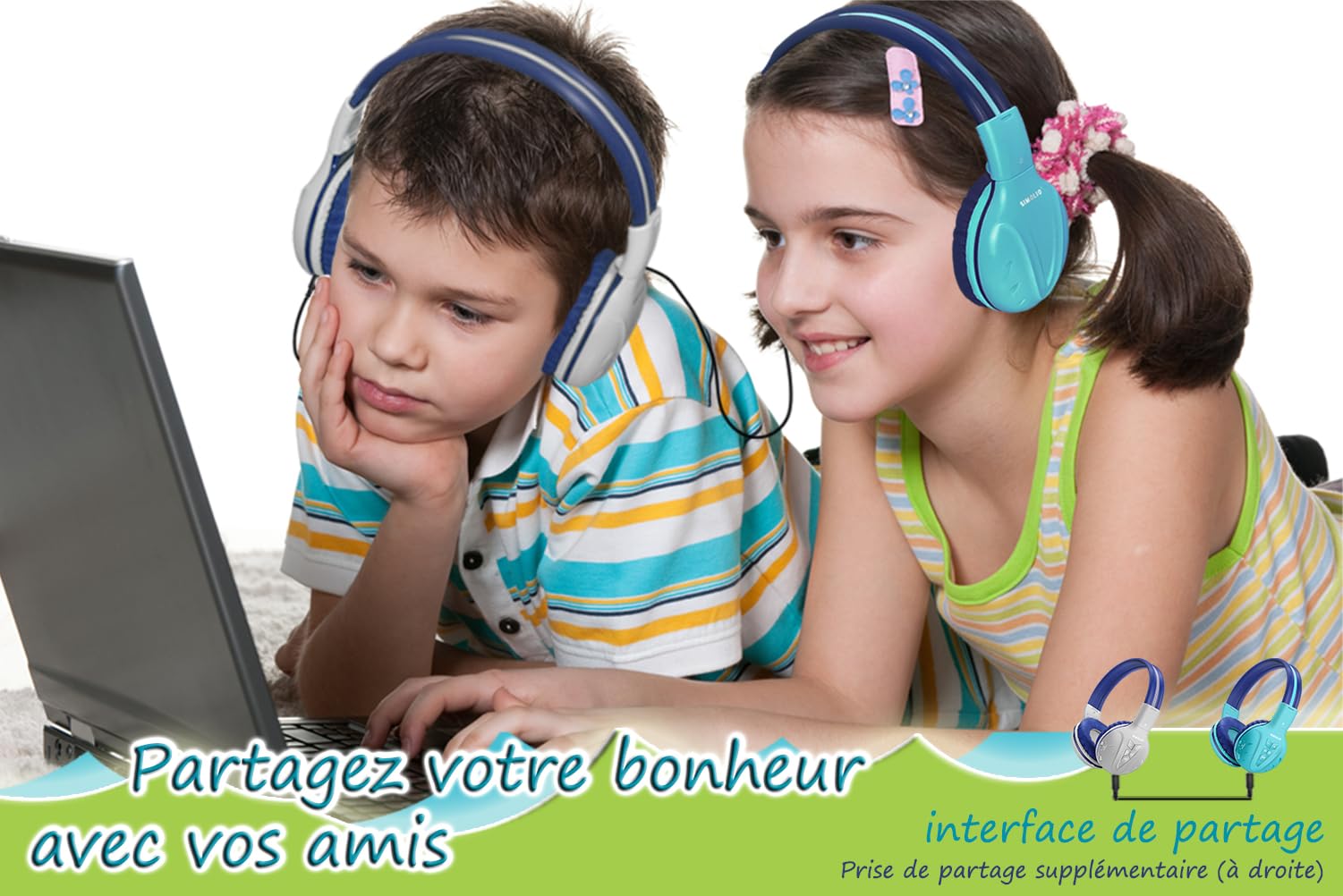 SIMOLIO Kids Bluetooth Headphones with Microphone - Volume Limited (75dB/85dB/94dB) Wireless Over-Ear Headset for Boys & Girls, Adjustable & Foldable Design - Perfect for School, Travel, Airplane & Tablet Use (Grey)