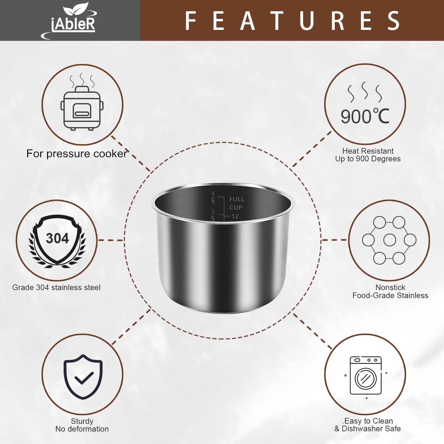 Original Stainless Steel Inner Pot for Crock-Pot 8 Quart Multi-Cooker - Replacement Cooking Pot for Crockpot XL Pressure Cooker Accessories - Perfect for Slow Cooking, Stewing & Meal Prep