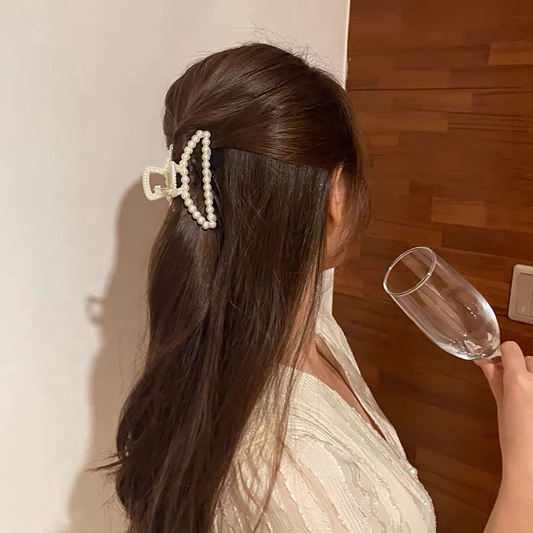 Licogel 6PCS Pearl Hair Claw Clips - Fashionable Geometric Hair Clips for Women & Girls, Non-Slip Jaw Clips for Ponytail, Bun & Updo Hairstyles - Perfect for Daily Use, Work, Parties & Special Occasions