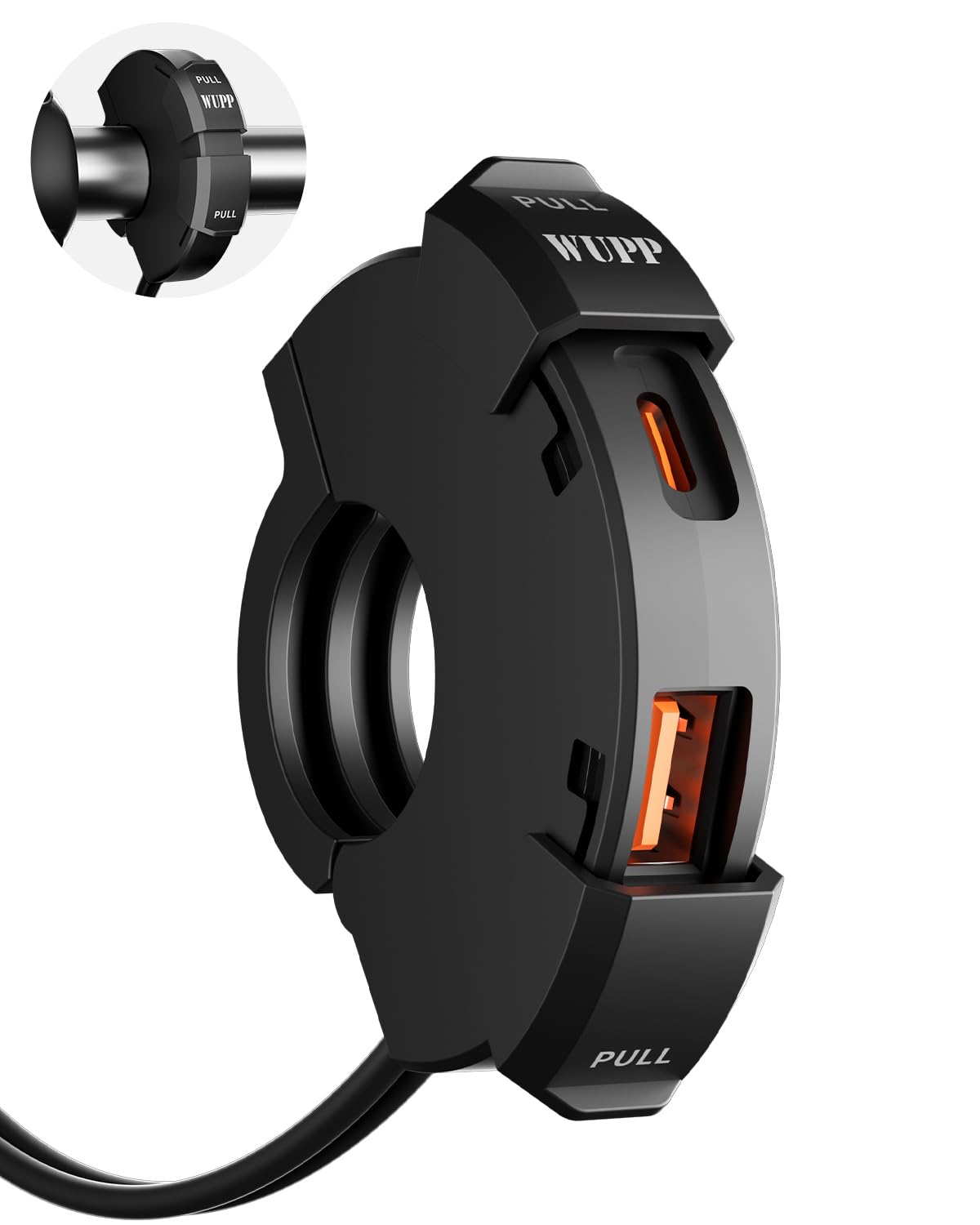 WUPP Motorcycle Dual USB Charger Waterproof - QC3.0 & Type-C 30W PD Fast Charging Adapter for Phones, Tablets, GPS (CS-1944B1) - Ideal for Motorcycle Rides, Road Trips & Outdoor Adventures