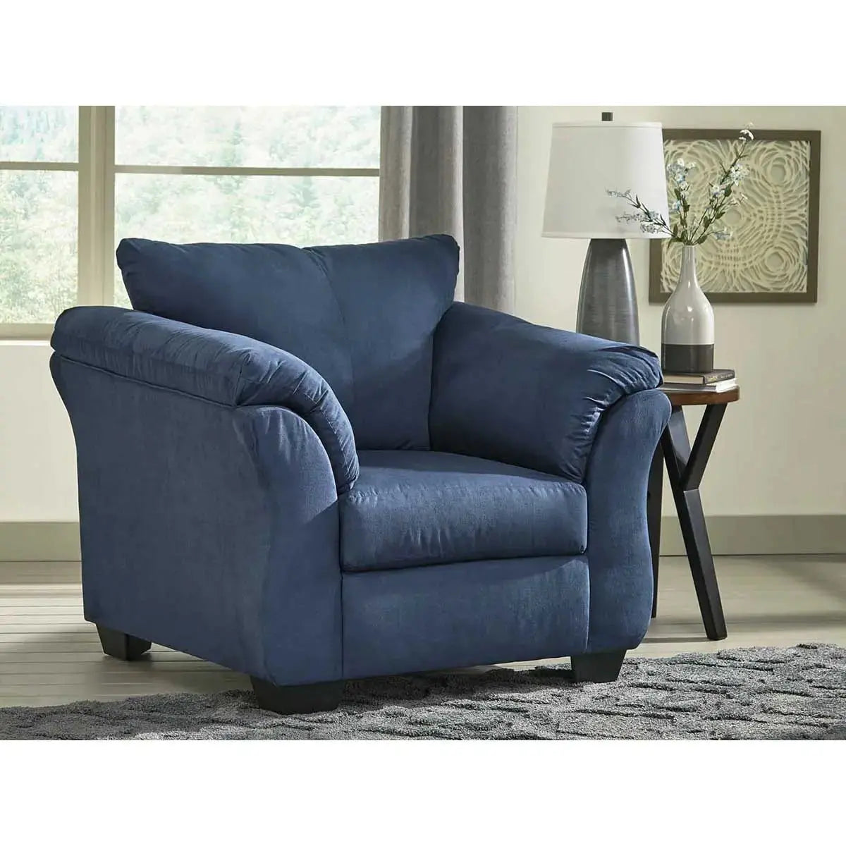 Darcy Blue Upholstered Chair - Modern Accent Chair for Living Room, Bedroom & Office