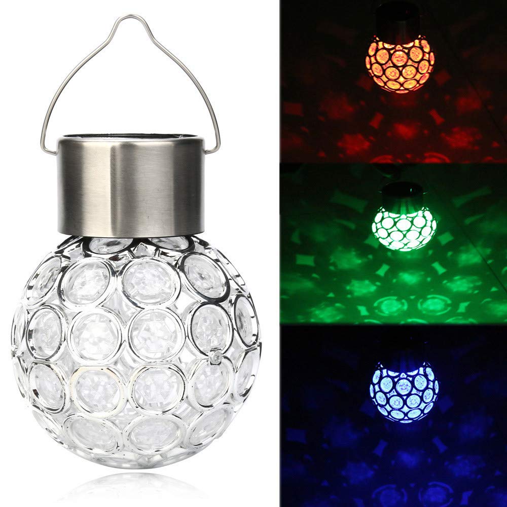 Waterproof Solar LED Round Ball Lights - Outdoor Garden, Camping, Patio Hanging Decor with Rotatable Design for Landscape Lighting & Backyard Ambience