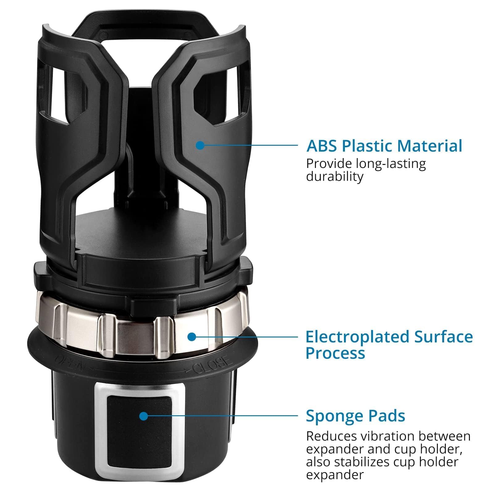 AUTOUTLET Upgraded Adjustable Car Cup Holder Expander - Universal Fit for YETI 14/20/30/46oz, Hydro Flask 32/40oz & Large Water Bottles (2.36