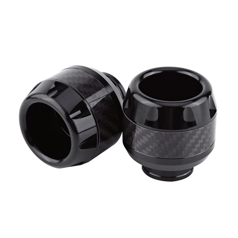 Carbon Fiber Motorcycle Frame Sliders - Crash Protection for Powersports (Black) - Front Fork Guards for Safe Riding