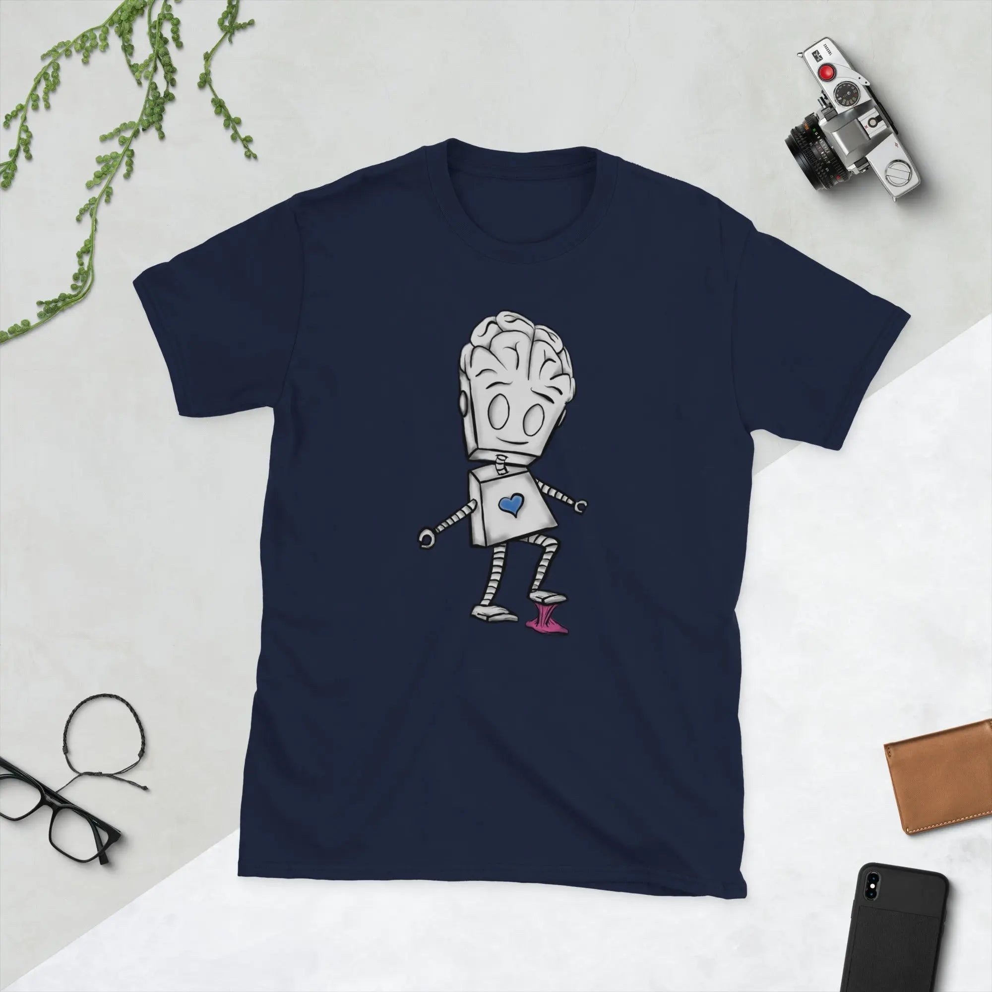 Premium Unisex Robot T-Shirt - Balance of Heart & Mind Design | Cute Graphic Tee for Casual Wear, Gifts & Geek Fashion