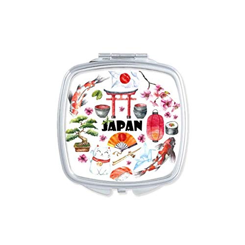 DIYthinker Japanese Style Watercolor Mirror - Portable Compact Double Sided Makeup Mirror for Travel, Home & Office (Cute Design)