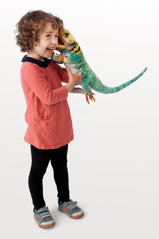 Realistic Collared Lizard Hand Puppet - Interactive Reptile Toy for Kids & Adults - Perfect for Storytelling, Education & Role Play Scenes
