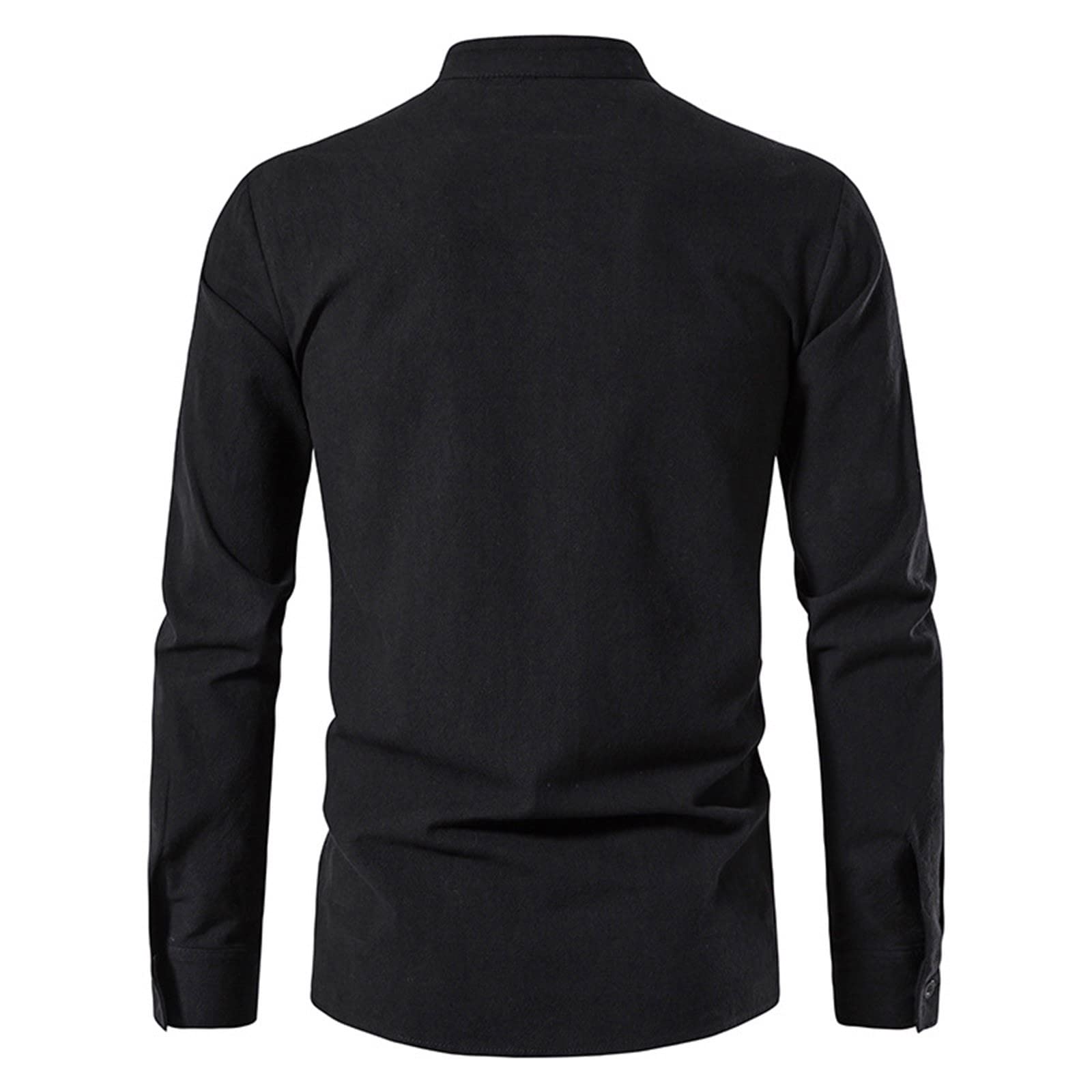 Premium Men's Dress Shirts - Solid Color Stand Collar Long Sleeve Loose Fit Elegant Blouse Top | Formal Office Wear & Business Casual Outfits