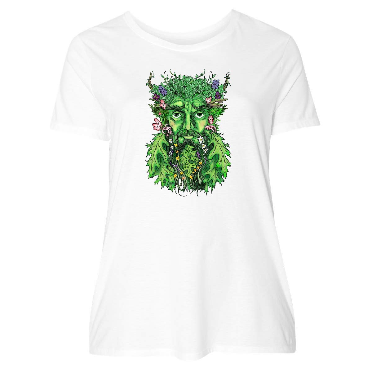 Inktastic 1st Day of Spring Greenman Spring Equinox Women's Plus Size T-Shirt | Eco-Friendly Graphic Tee for Women | Perfect for Spring Festivals, Nature Celebrations & Earth Day Events