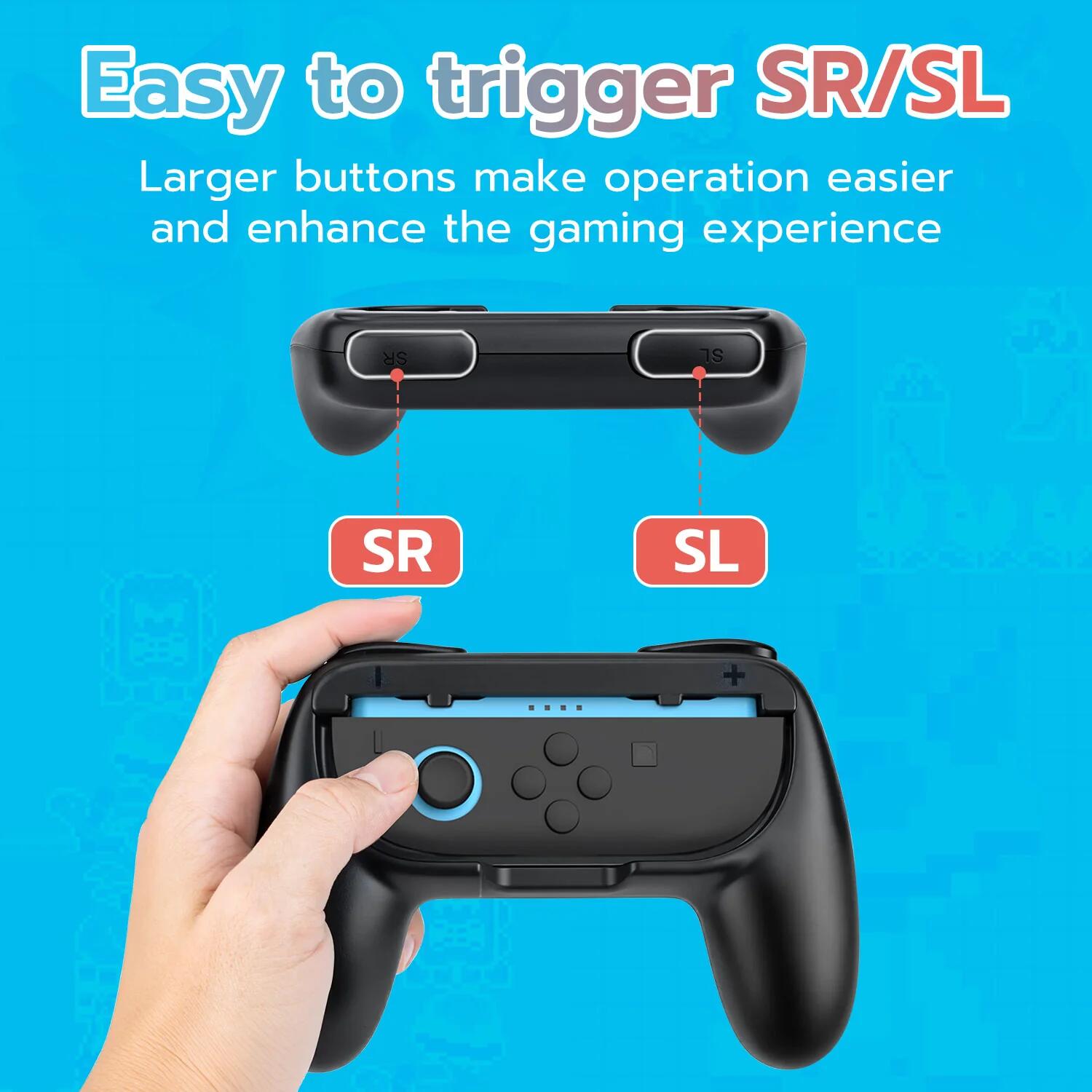 DOBE Controller Grips for Nintendo Switch 2 Joy Con Controllers - Ergonomic Black Handles (TNS 3162) | Perfect for Gaming Comfort & Travel Accessories