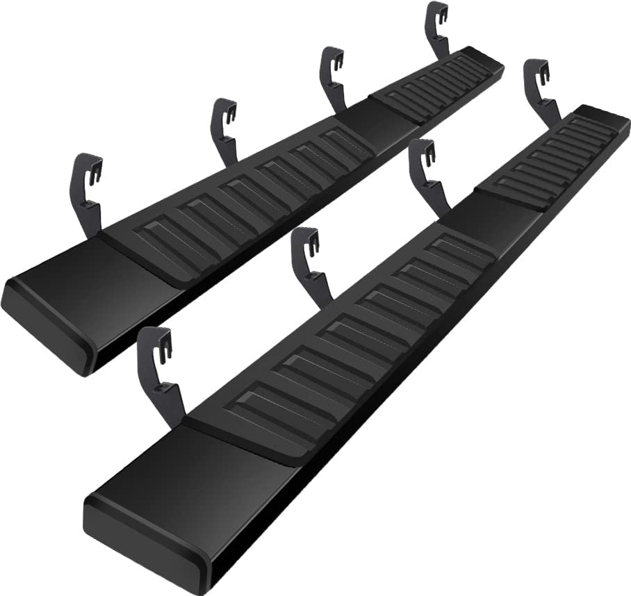 6 Inch Black Running Boards for 2007-2018 Chevy Silverado & GMC Sierra 1500/2500HD/3500HD Crew Cab - Heavy Duty Side Steps for Easy Truck Access - Perfect for Off-Roading, Work Trucks & Daily Commutes