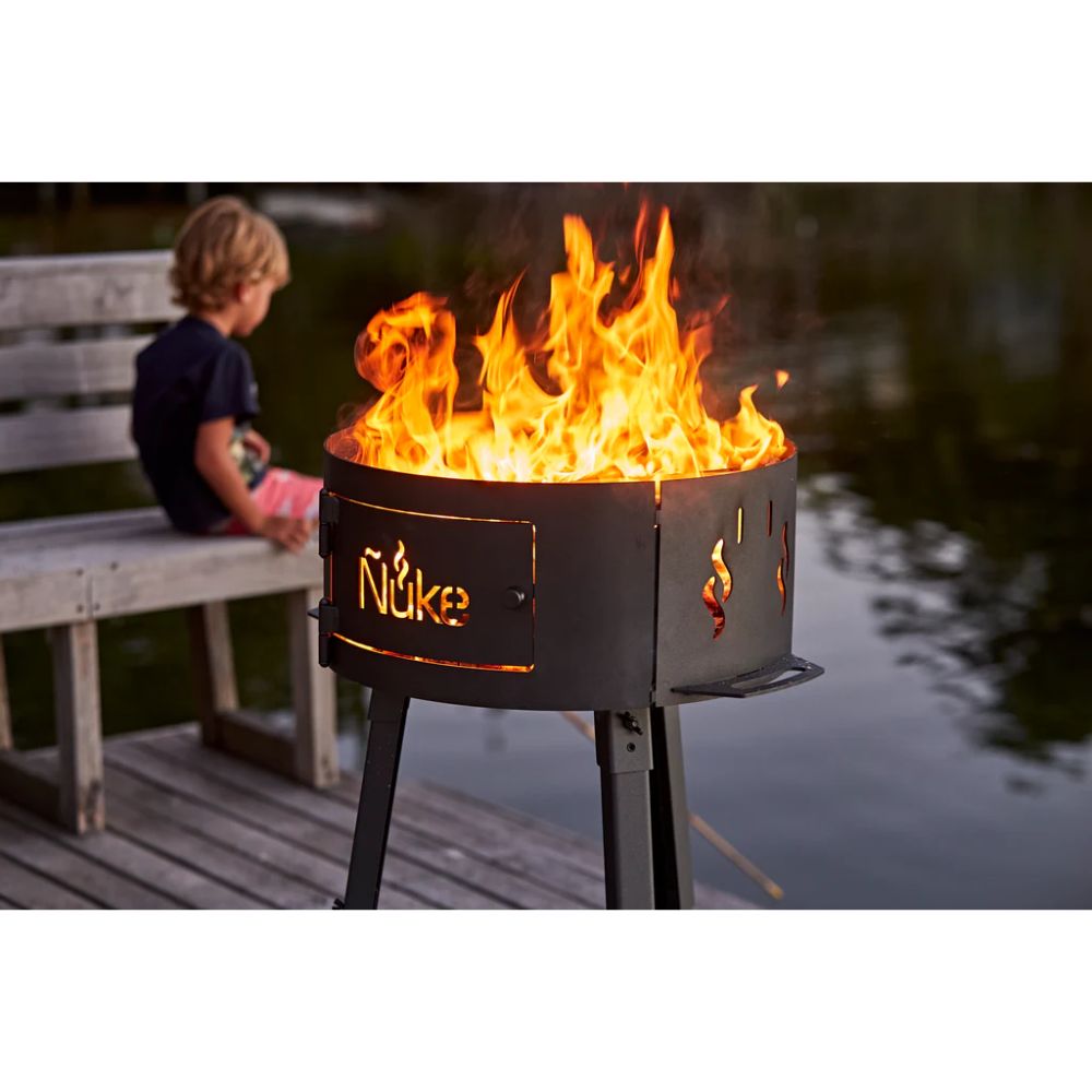 Nuke Malevo Portable Cowboy Grill - Compact Outdoor BBQ Grill for Camping, Tailgating & Backyard Cookouts | Perfect for Grilling Steaks, Burgers & Vegetables