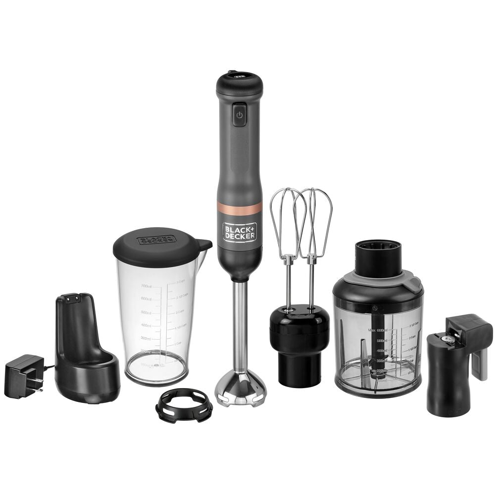 Kitchen Wand™ Cordless 4-in-1 Multi-Function Kitchen Tool with Peeler, Grater, Slicer & Chopper - Grey | Perfect for Meal Prep, Salad Making & Food Processing