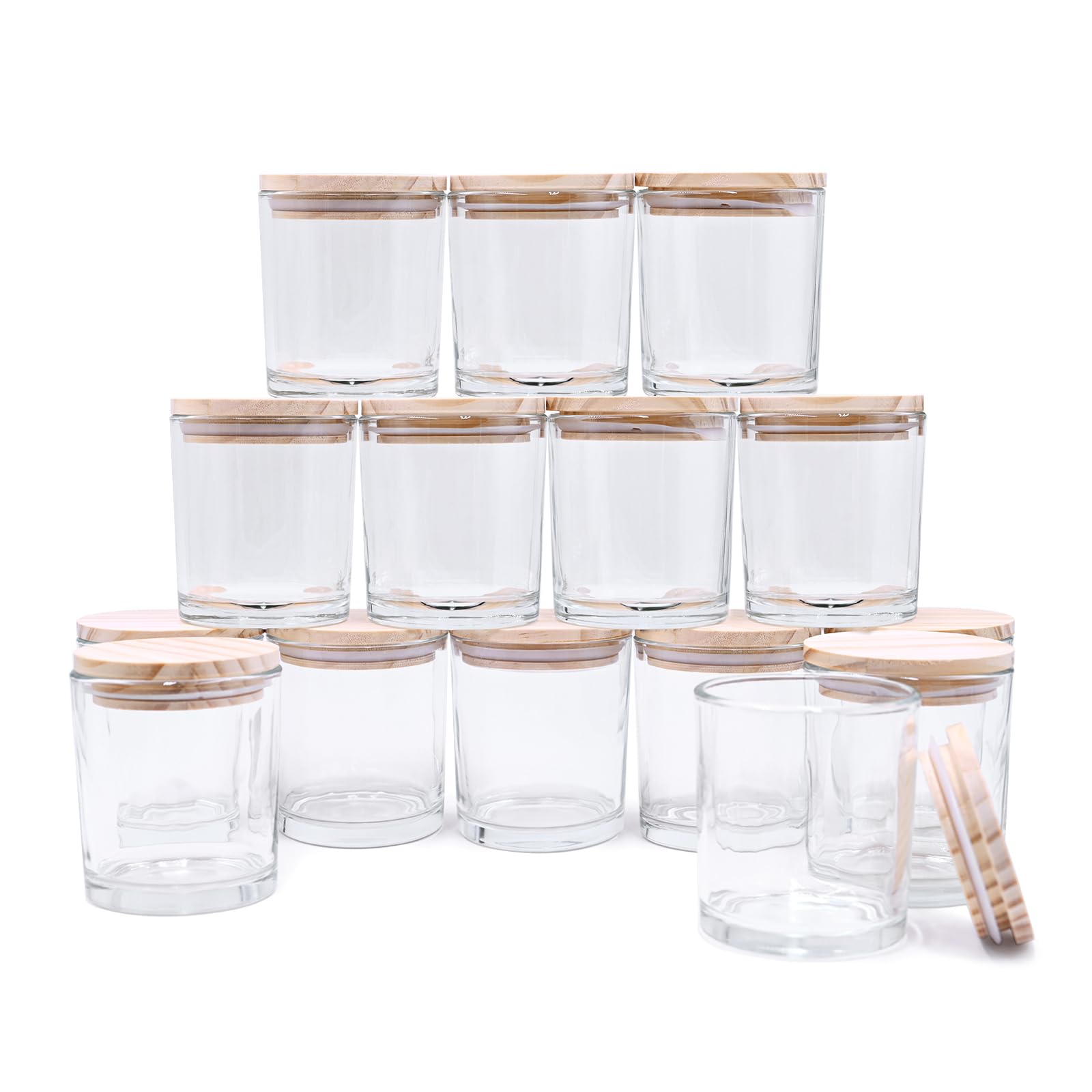 8 OZ Thick Clear Glass Candle Jars with Wooden Lids - 15 Pack Empty Containers for DIY Candle Making, Wax Melts, Essential Oils & Home Decor - Perfect for Crafting, Gifts & Aromatherapy