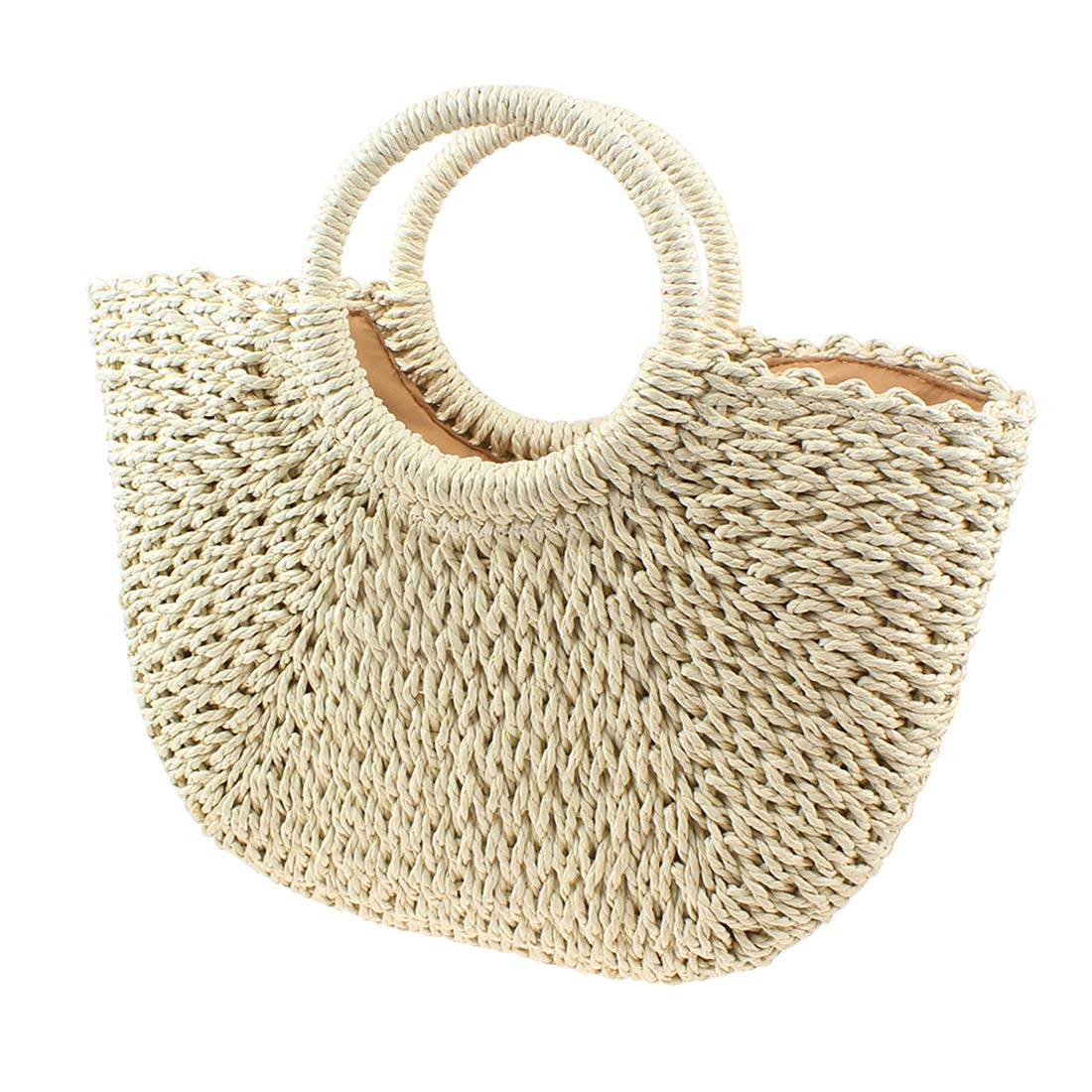 YYW Women's Straw Tote Bag - Large Woven Beach Bag with Round Top Handle, Natural Rattan Hobo Purse for Summer Travel | Perfect for Beach Outings, Picnics & Vacation Getaways