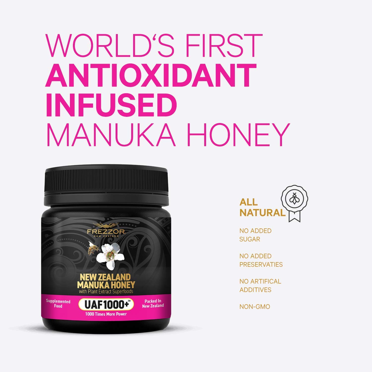 Premium Raw Manuka Honey UAF1000+ from New Zealand - 6x8.8oz Jars of Pure Superfood for Immune Support, Digestion & Skin Health | Perfect for Tea, Toast, Smoothies & Daily Wellness Routine