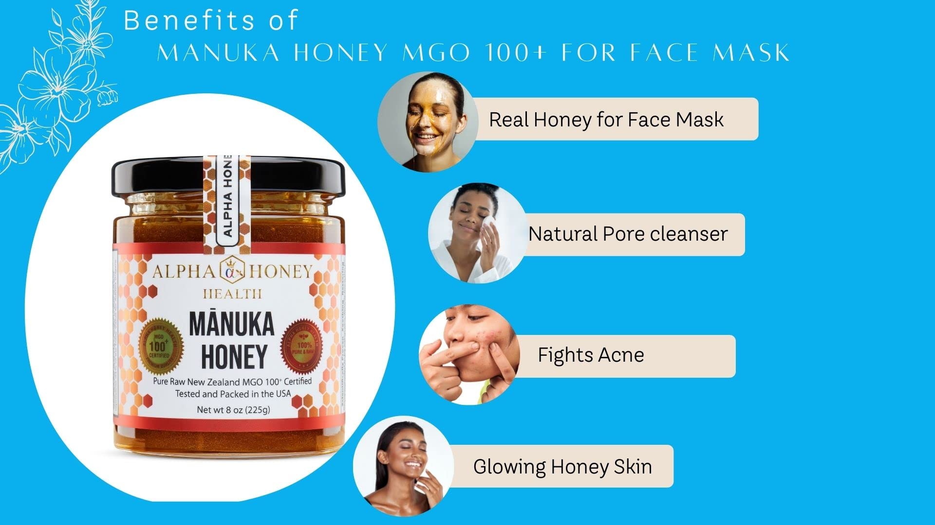 Organic Honeysuckle Jasmine Manuka Honey & Royal Jelly Body Butter - Deep Moisturizing Skin Care for Dry, Sensitive Skin - Perfect for Daily Hydration & Nighttime Nourishment