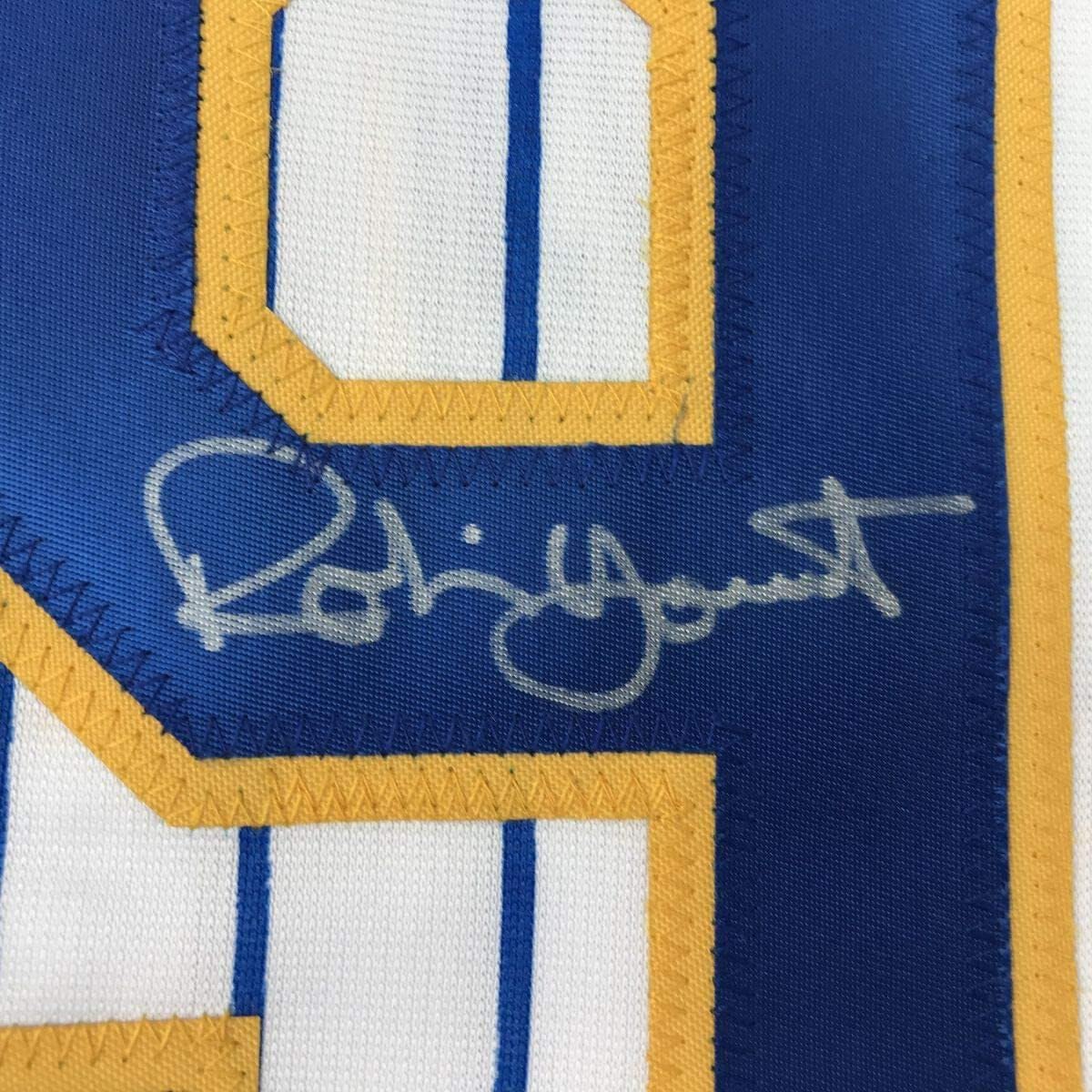 **Authentic Autographed Robin Yount Milwaukee Brewers Pinstripe Baseball Jersey with JSA COA – Perfect for Collectors, Fans, and Sports Memorabilia Displays**