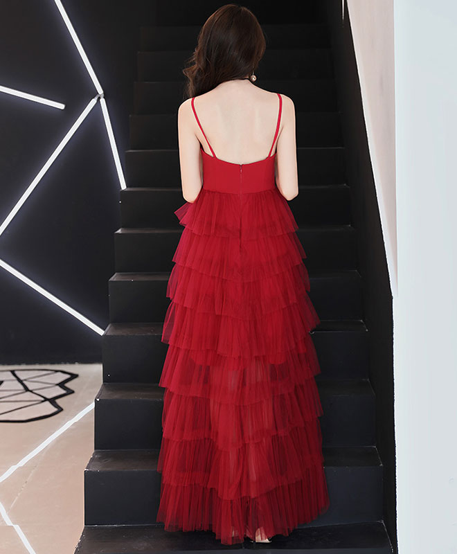 Elegant Red Tulle Long Prom Dress for Women - Formal Evening Gown for Homecoming, Ball & Special Occasions