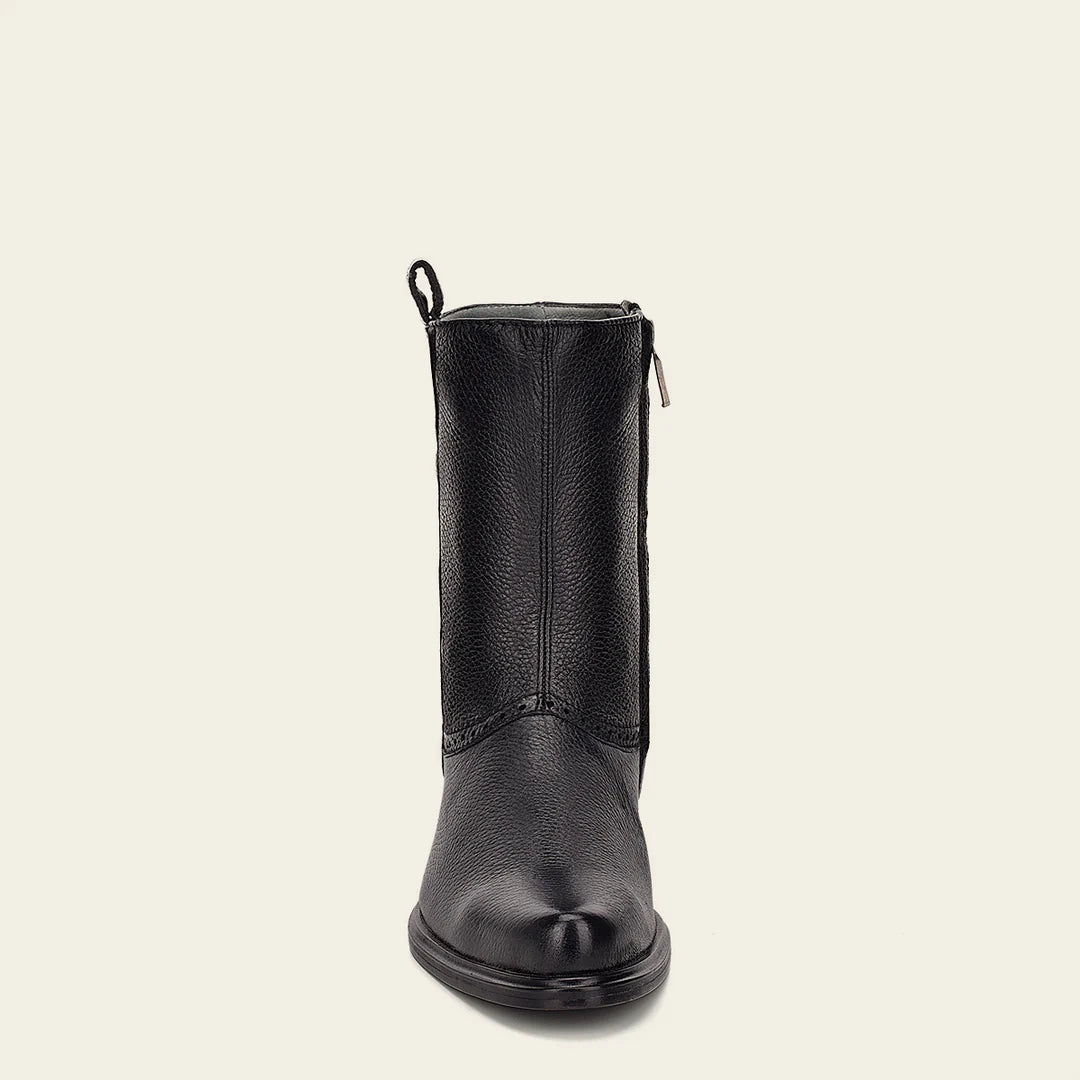 Franco Cuadra Men's Black Leather Ankle Boots with Zip - Stylish Casual Dress Boots for Everyday Wear & Outdoor Activities