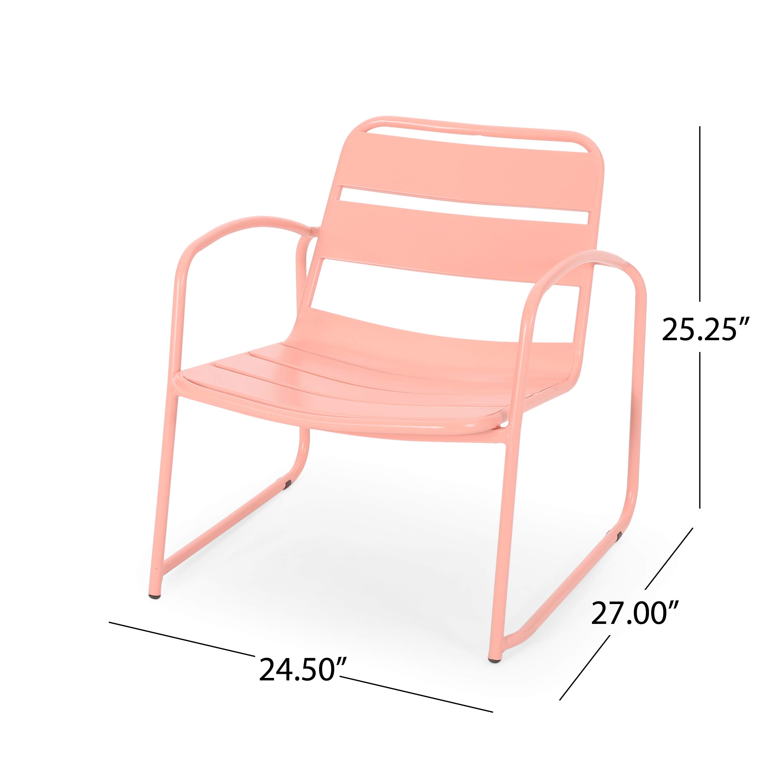 GDF Studio Outdoor Dining Chairs (Set of 2) - Matte Coral Patio Furniture for Garden, Poolside, Backyard & Restaurant Use
