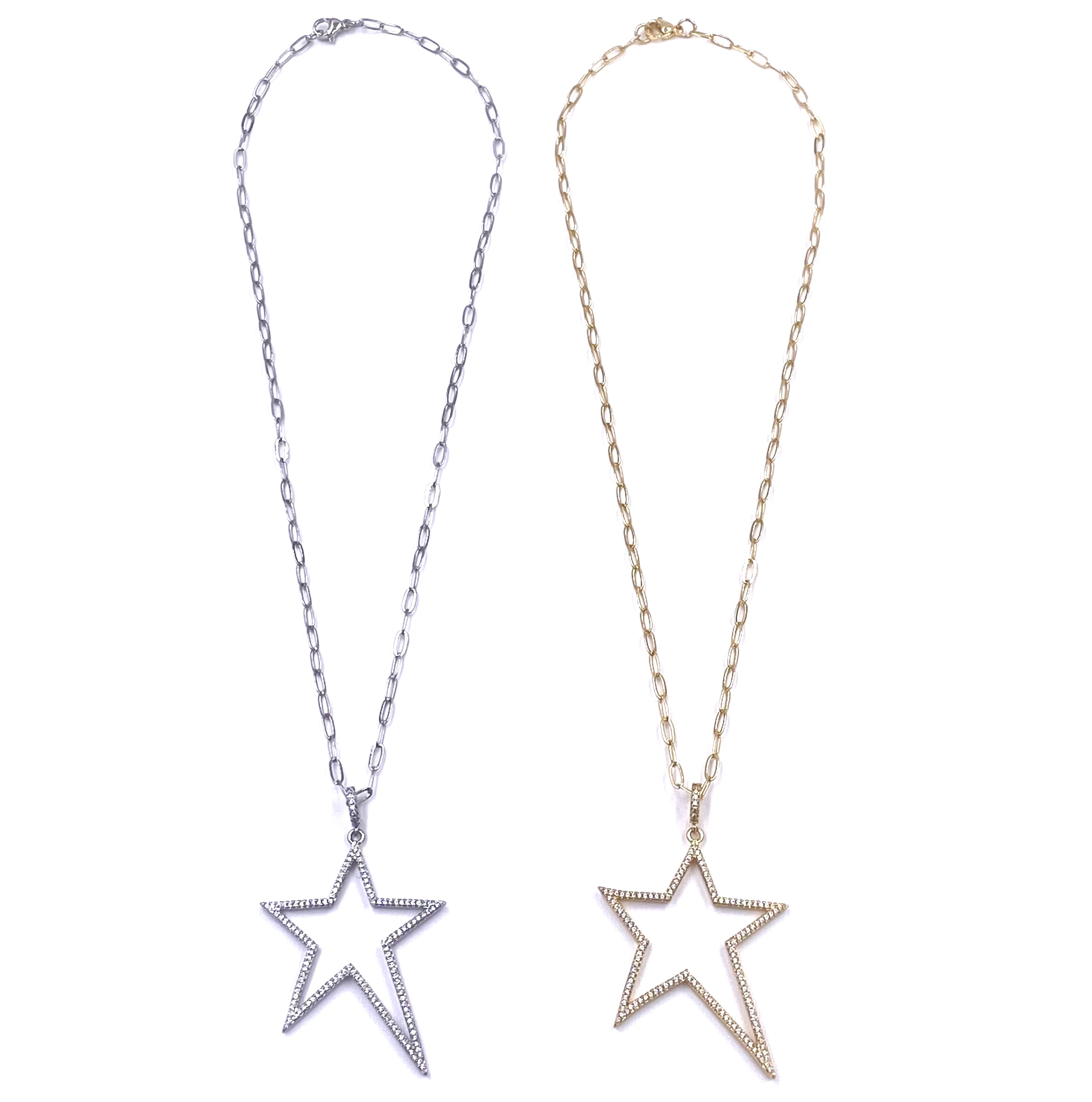 Ashley Gold Open Star CZ Necklace - Elegant Cubic Zirconia Pendant for Women | Perfect for Parties, Weddings & Date Nights