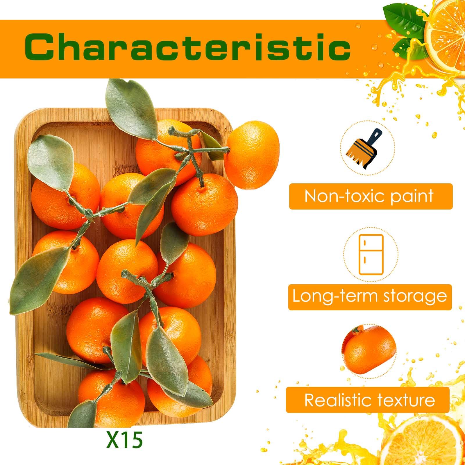 WILLBOND 15-Piece Artificial Mini Orange Cluster - Realistic Fake Tangerine Decor for Kitchen Table, Fruit Bowl & Party Tray - Perfect for Home, Wedding, Thanksgiving & Christmas Decoration