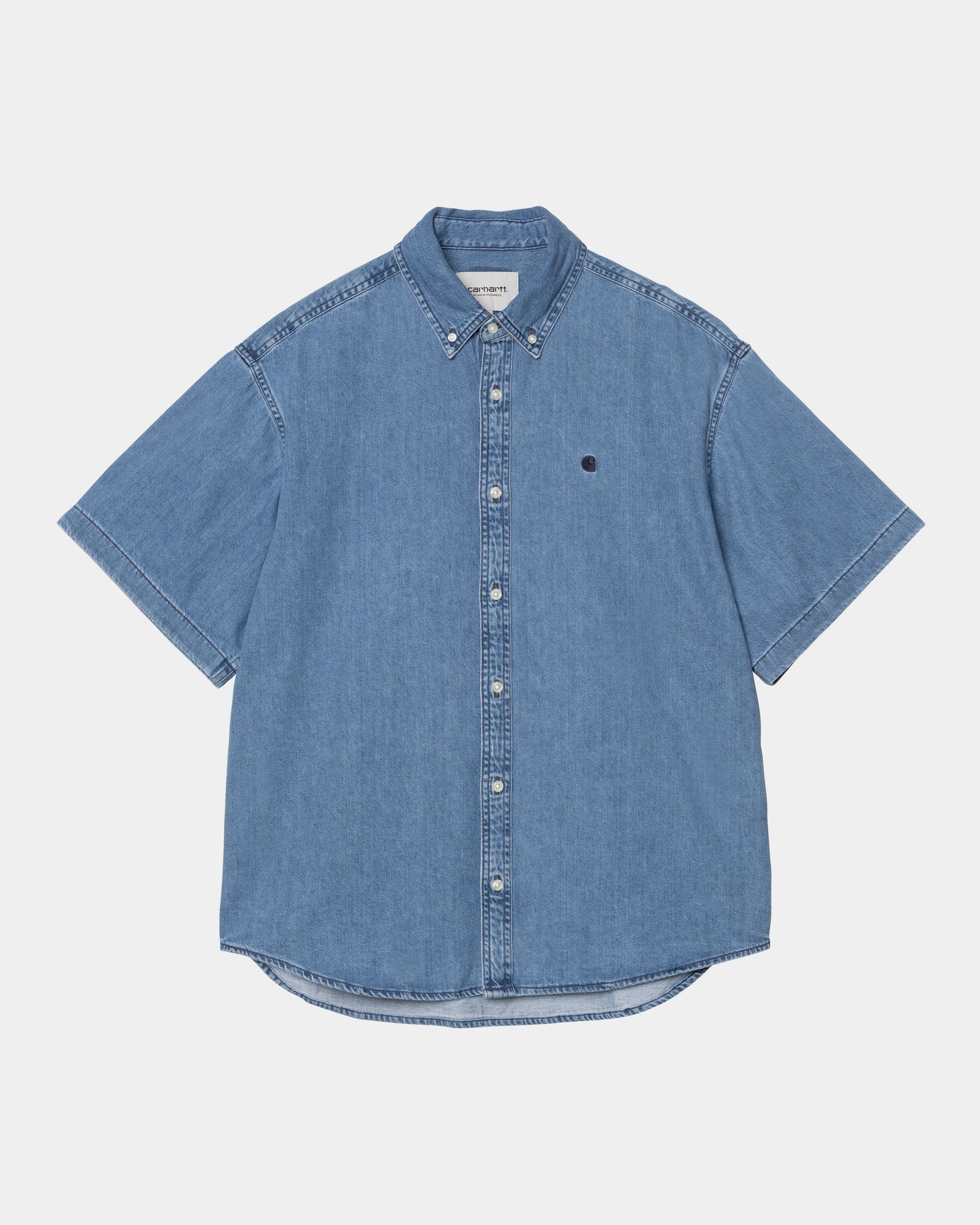 Lucas Men's Casual Short Sleeve Shirt - Stone Washed Blue Cotton Shirt for Summer | Perfect for Outdoor Activities, Beach Wear & Everyday Fashion