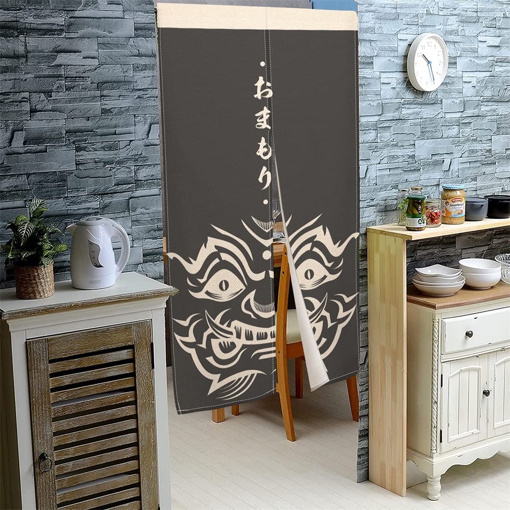 Traditional Japanese Noren Door Curtain - Ukiyoe Printed Tapestry for Doorway & Window Treatment - 33.5