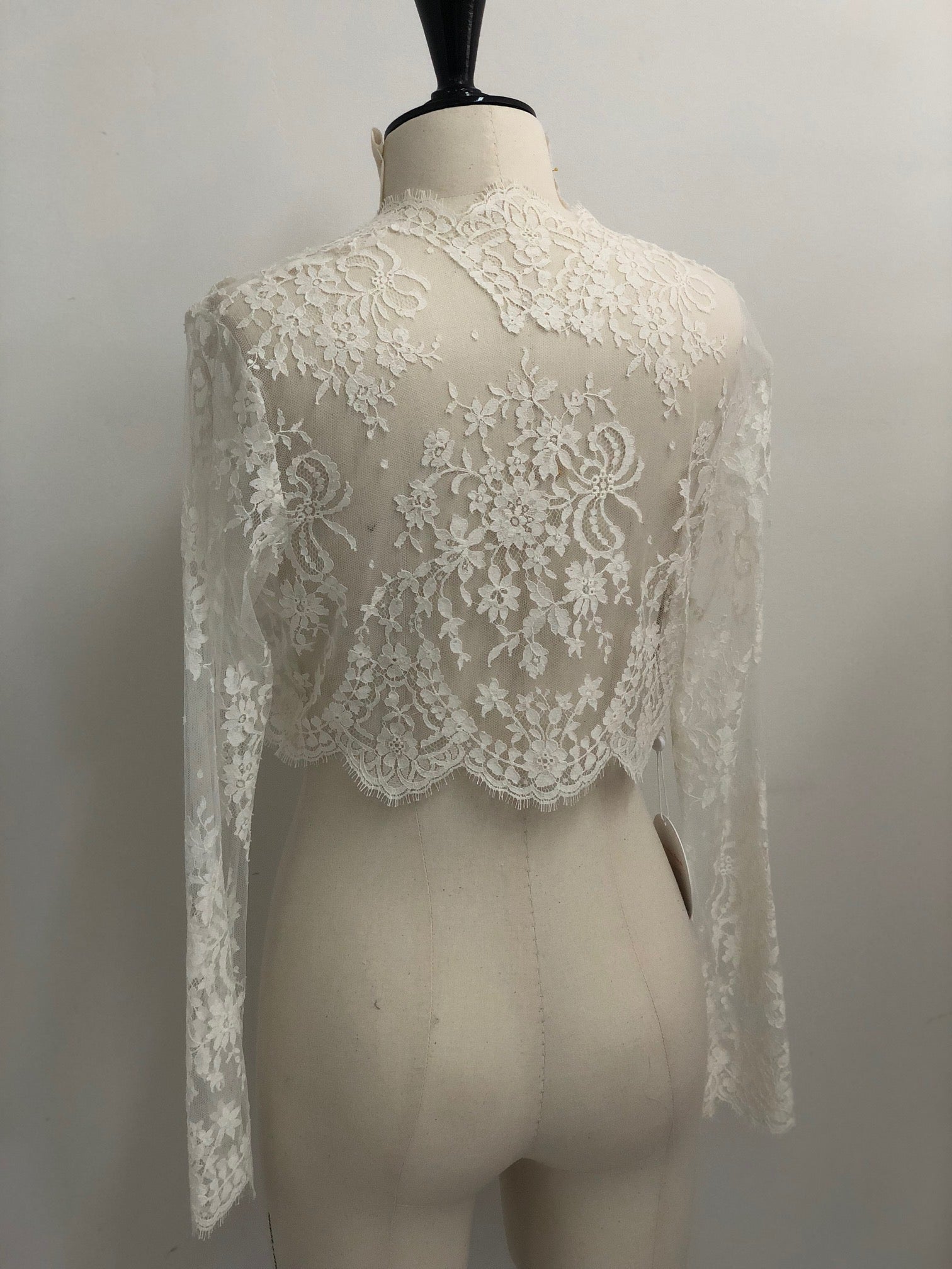 Elegant Catherine Bridal French Lace Sheer Tulle Bolero Cover Up Shrug - Perfect for Weddings, Bridal Showers & Formal Events