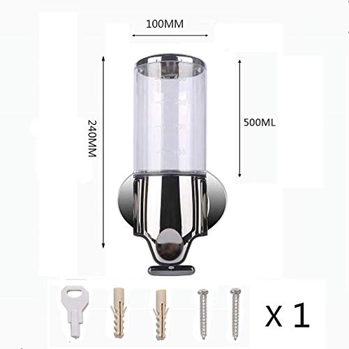 500ml Wall Mounted Soap Dispenser - No Drill Manual Press Shower Liquid Dispenser for Shampoo & Soap, Bathroom Kitchen Hotel Use (Silver) - Perfect for Spa, Gym & Home Decor