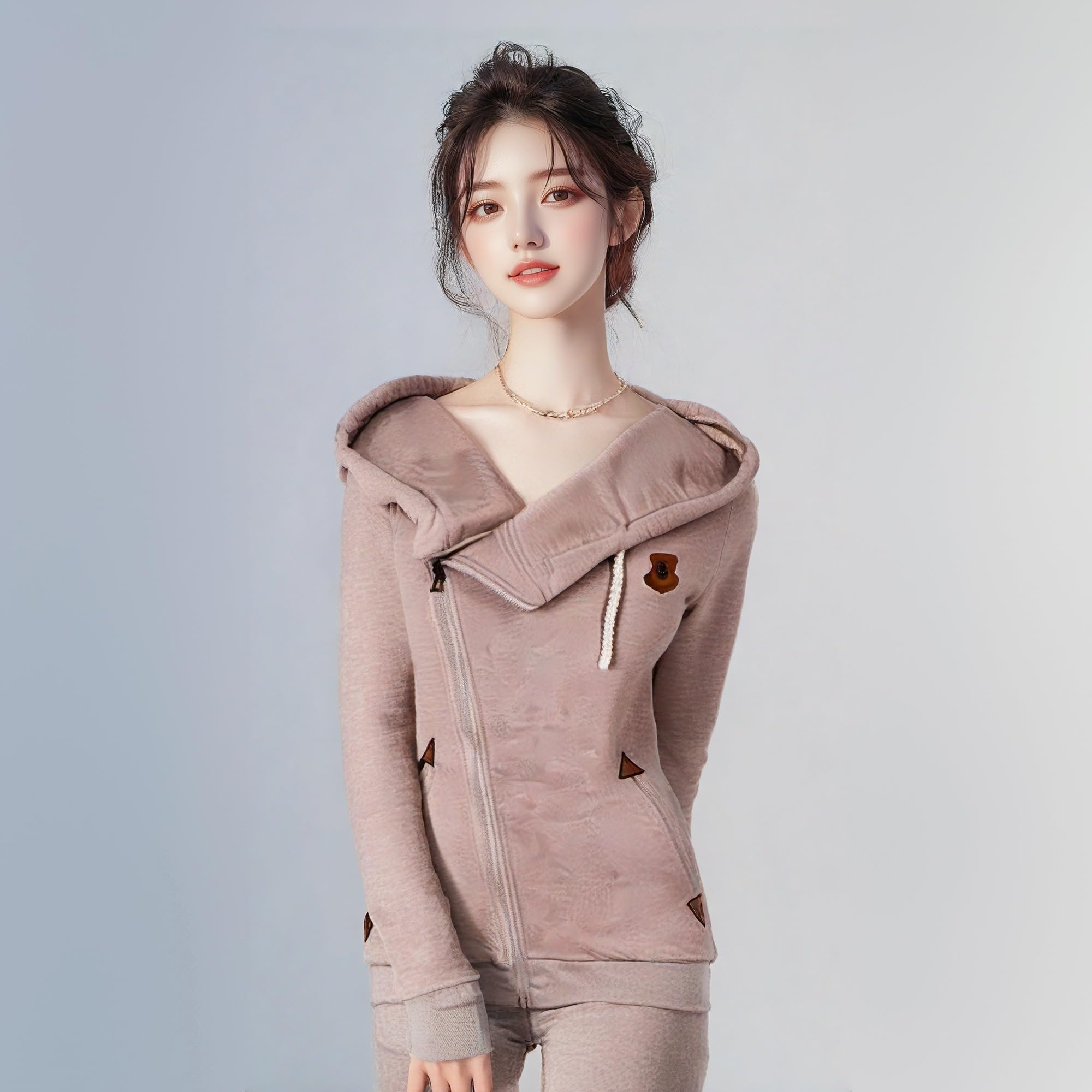 SDZYY Women's Fleece Hooded Jacket - Soft Long Sleeve Zipper Sweatshirt Coat for Casual Wear | Perfect for Outdoor Activities, Workout & Daily Comfort