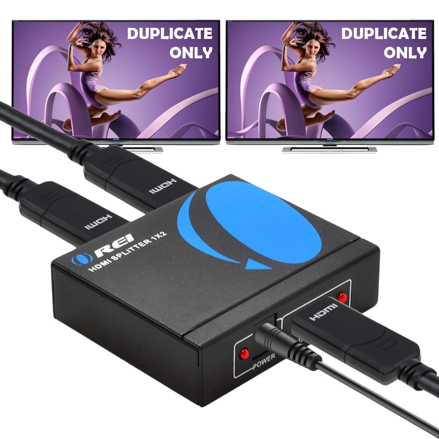 4K HDMI Splitter 1x2 - 1 Input 2 Output with EDID Support (HDS 102) for Home Theater & Multi-Screen Gaming Setup