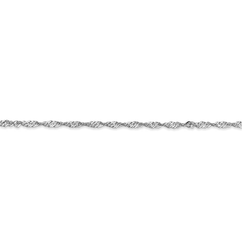The Black Bow 1.6mm 14k White Gold Diamond Cut Singapore Chain Necklace for Elegant Evening Wear and Special Occasions