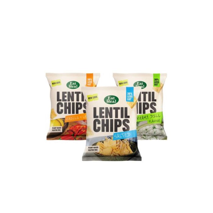 Eat Real Lentil Snacks 40g x 18 Pack | Gluten-Free Vegan Lentil Chips | Perfect for Healthy Snacking at Work, School or On-The-Go