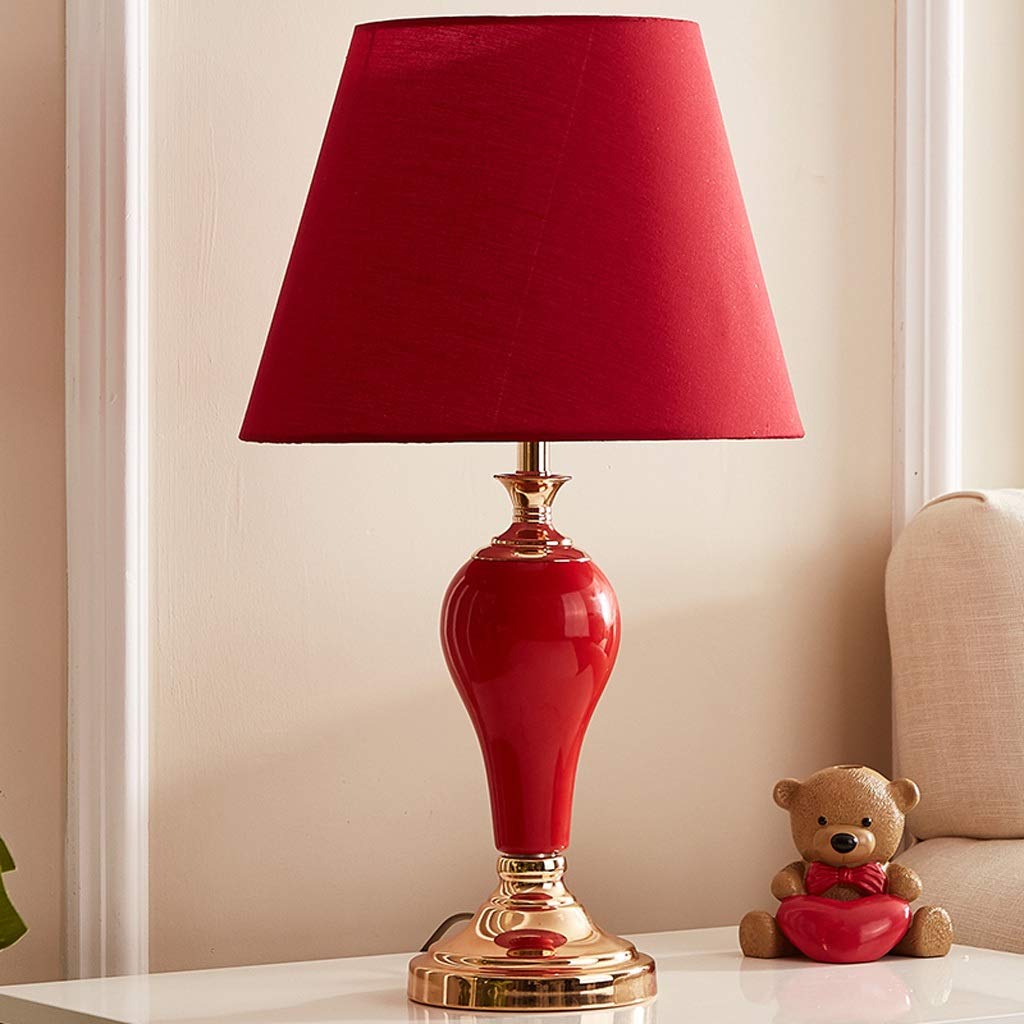 Creative Fashion Ceramic Desk Lamp - Modern Table Lamp for Bedroom, Office & Study, Red/Pink Bedside Lamp with Adjustable Brightness - Perfect for Reading, Working & Night Light (Color: Red)