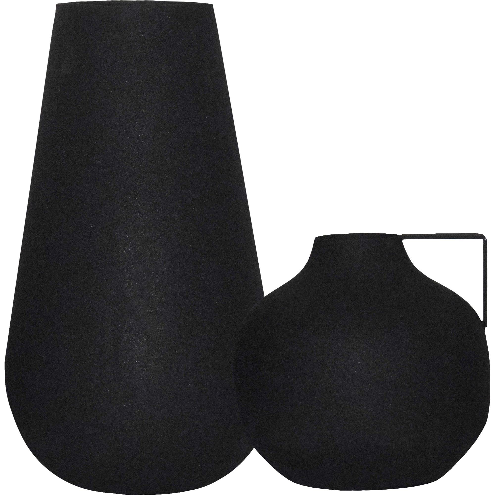 Set of 2 Matte Black Industrial Textured Vases 14